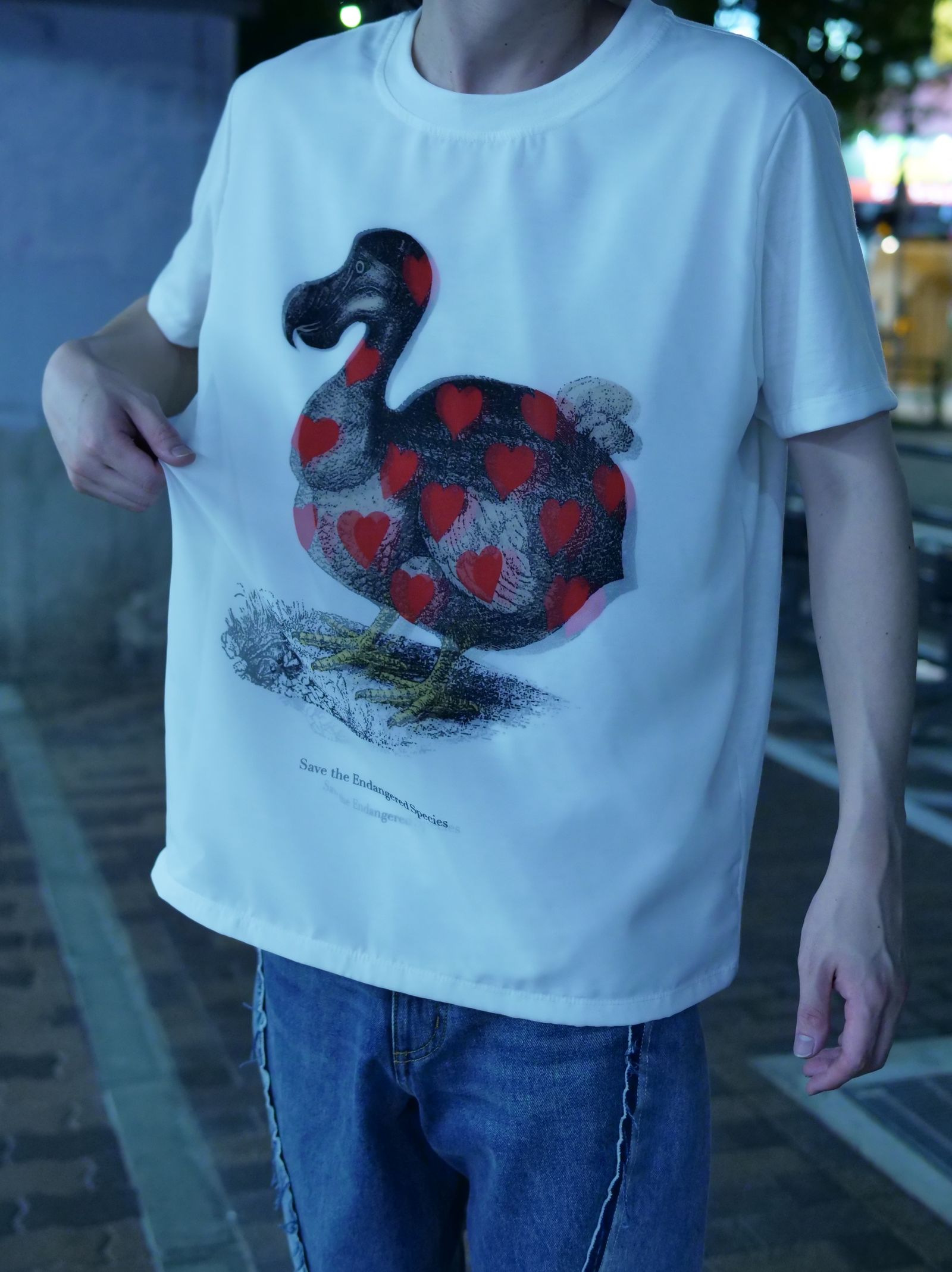 【3DアートTシャツ】RED LIST DODO TR-002 /  ハートドード   / アートブランド / Art Tシャツ / WHITE / トロンプルイユファッション / ユニセックス
