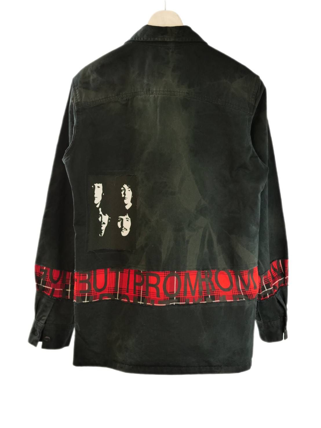 【ONEMADE】 アートミリタリーシャツ｜かご染め×手作業プリントの大人の一着/ BLACK / ユニセックス