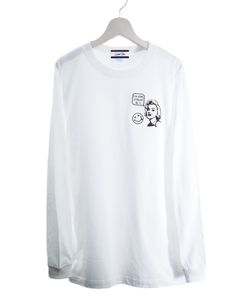 【豪華な刺繍】LANDER BLUE オリジナル / 長袖Tシャツ / ロングTシャツ / WHITE / ホワイト / 刺繍 / 1ポイント / ユニセックス