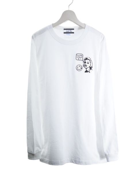 【豪華な刺繍】LANDER BLUE オリジナル / 長袖Tシャツ / ロングTシャツ / WHITE / ホワイト / 刺繍 / 1ポイント / ユニセックス