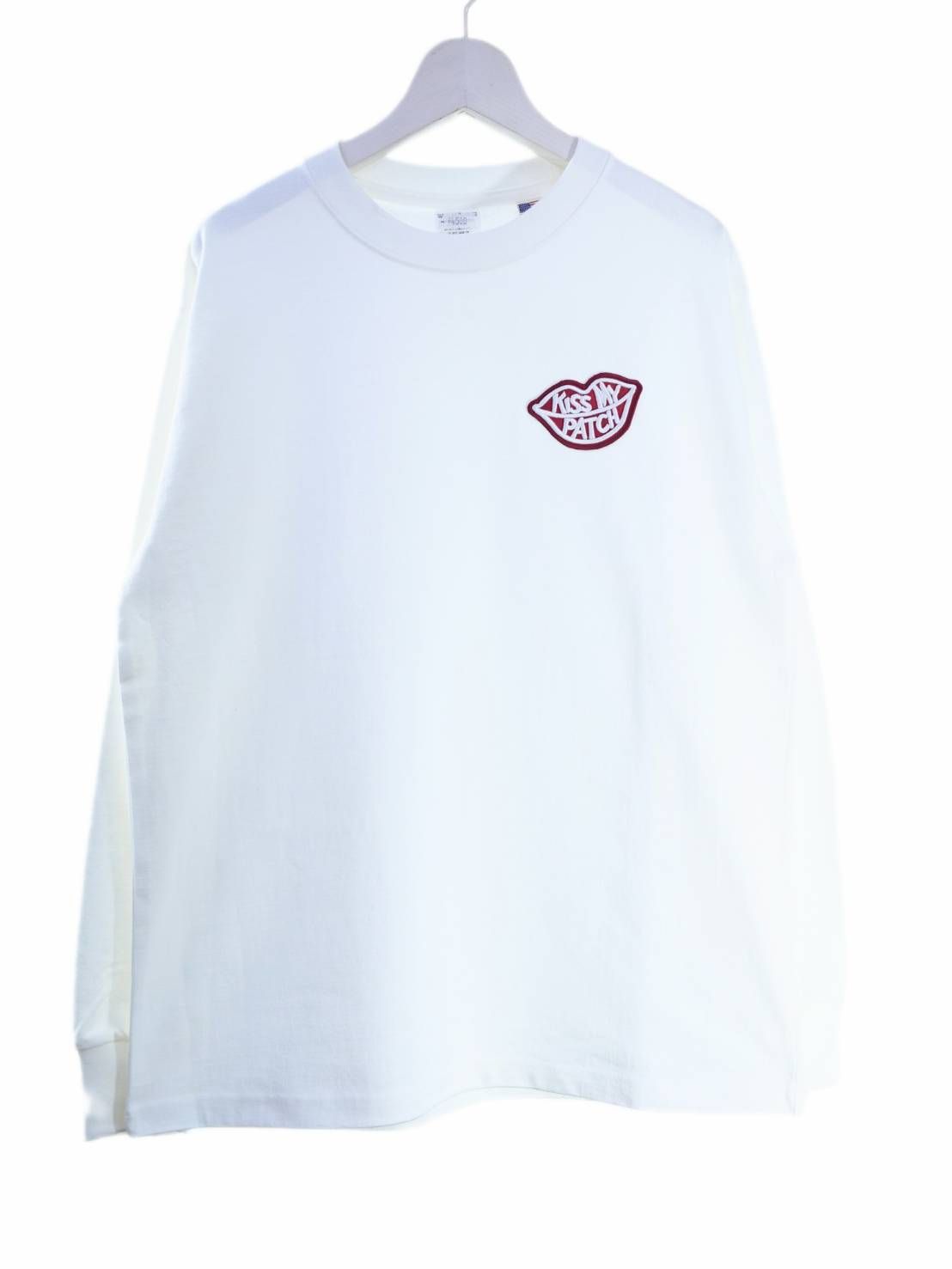 「リメイクTシャツ」 ロンTリメイク / KISS MY PATCHワッペン / WHITE / ユニセックス / usaコットン tシャツ