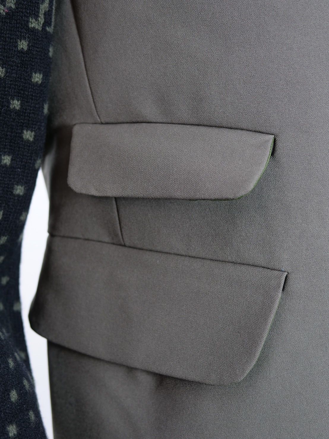 【現代作家が手掛けるアートなテーラード】 ONE-828  KINIT SLEEVES JACKET / ユニセックス  / ニット切り替えテーラード / ハンドメイド / ウール / カシミア