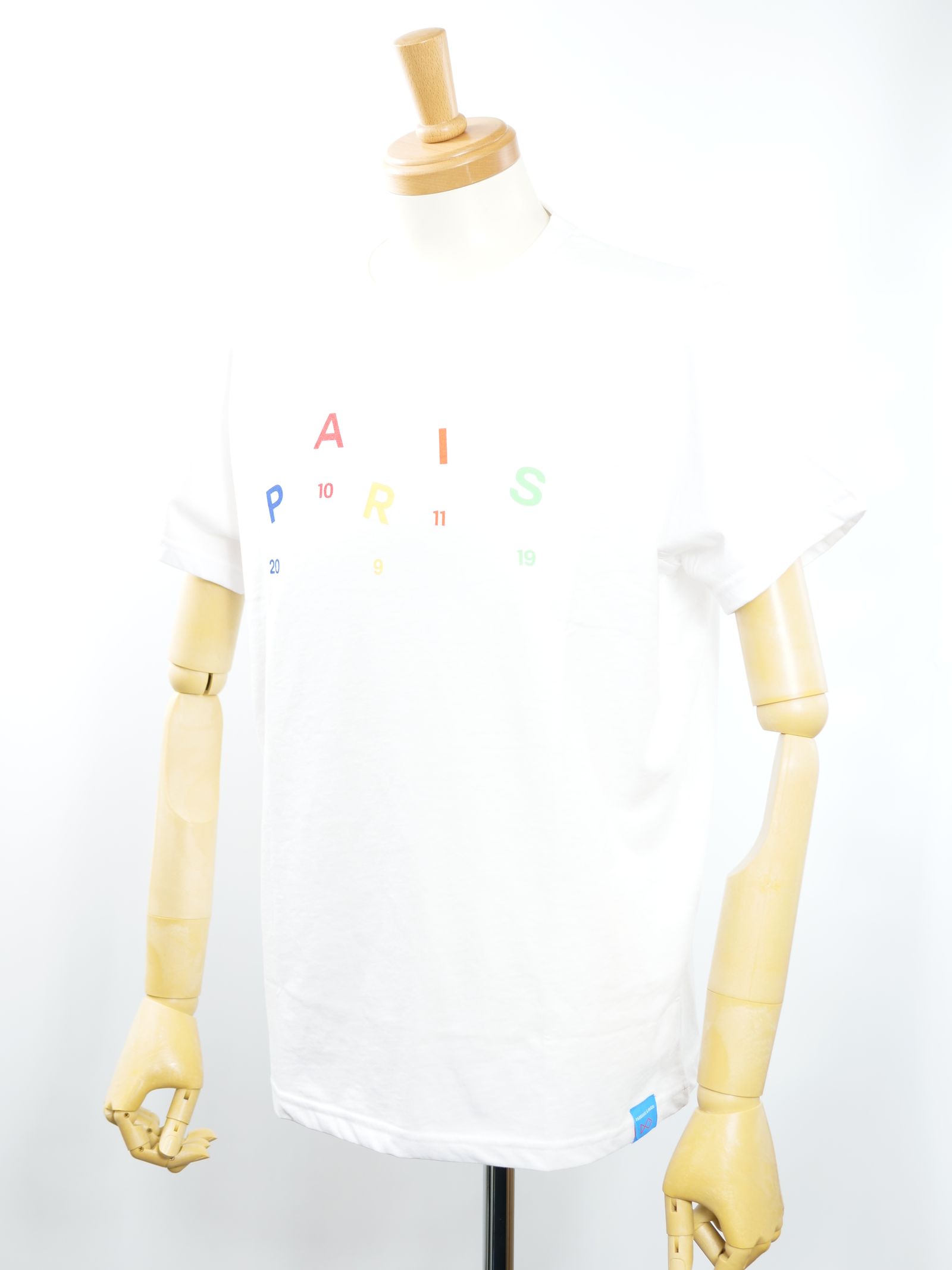 T SHIRT-PARIS COLORS- WHITE /メゾン パリ フランス /  トリコロール / ストレッチコットン