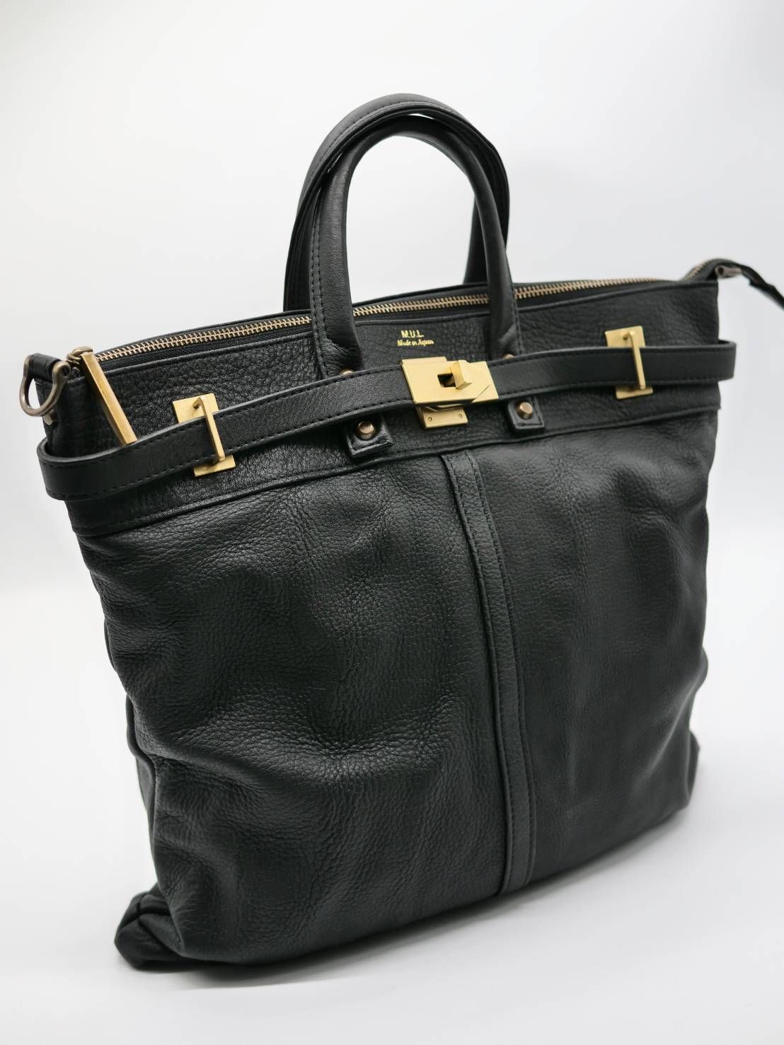 M.U.L 日本製 本革ヘルメットバッグ ブラック｜2WAY ショルダートート｜姫路レザー使用｜メンズ レディース UNISEX