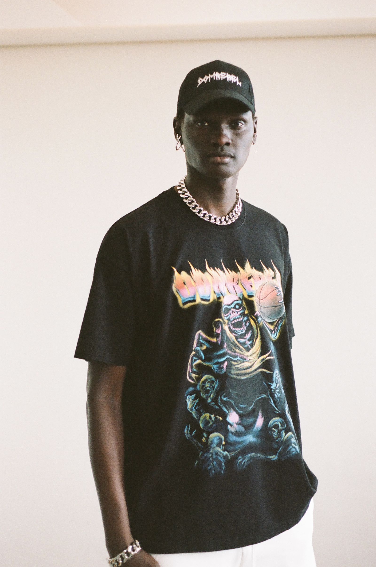 BASKET BONES BOX T SHIRT /  BLACK / オーバーサイズ / USA産コットン / ヘビーオンス /厚手