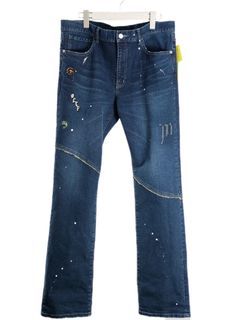 【美麗なシルエット】DENIMPANT / スリムストレート / ストレッチデニム / 刺繍デザイン / デニム素材 / ハンドペイント / ハンドメイド