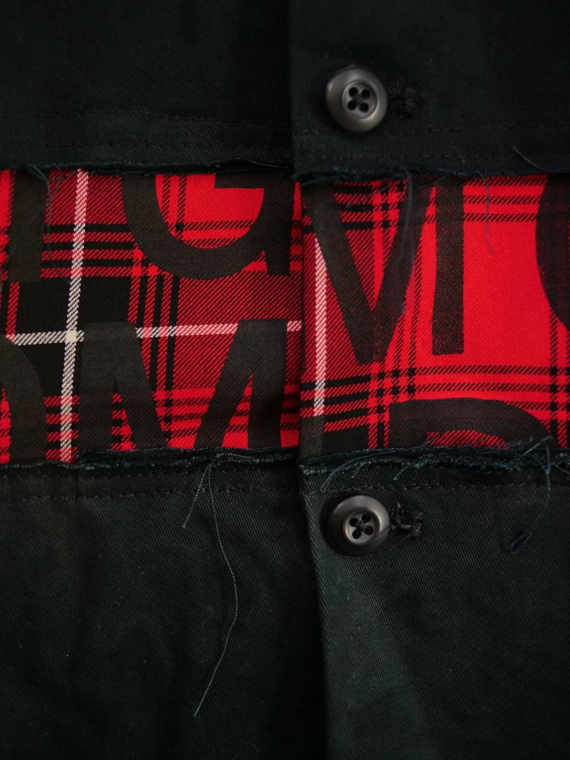 【ONEMADE】 アートミリタリーシャツ｜かご染め×手作業プリントの大人の一着/ BLACK / ユニセックス