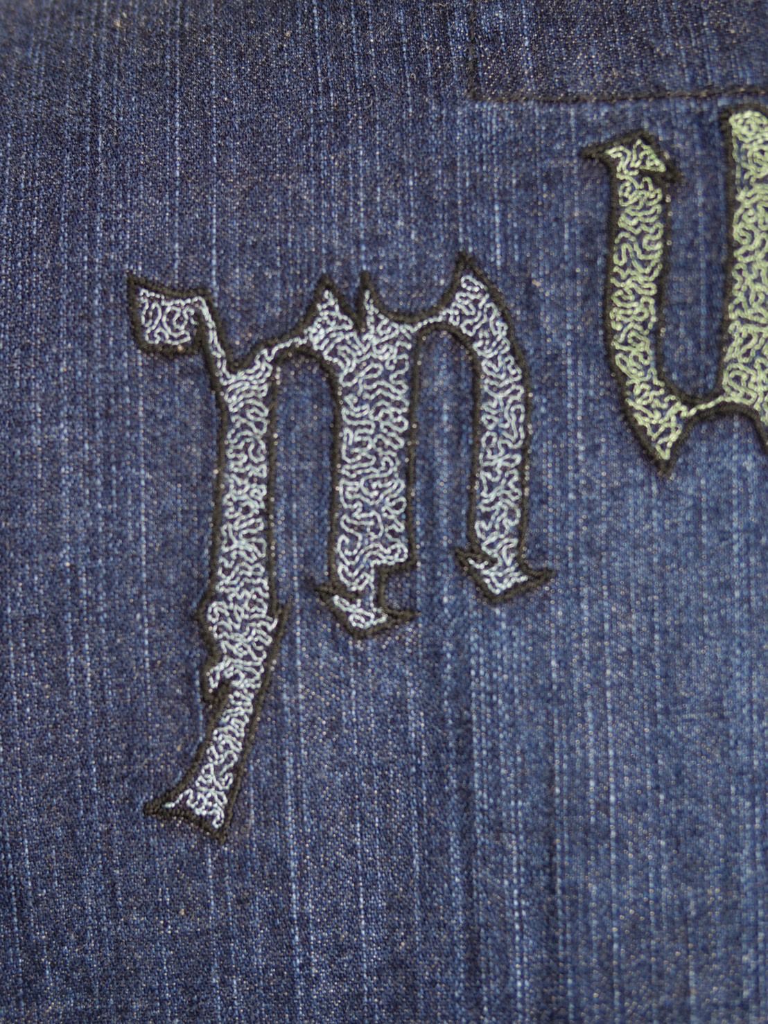 【独特なカッティングが目を惹く】UNISEX / DENIM SHIRT / 刺繍デザイン / デニム素材 / ハンドペイント / ハンドメイド