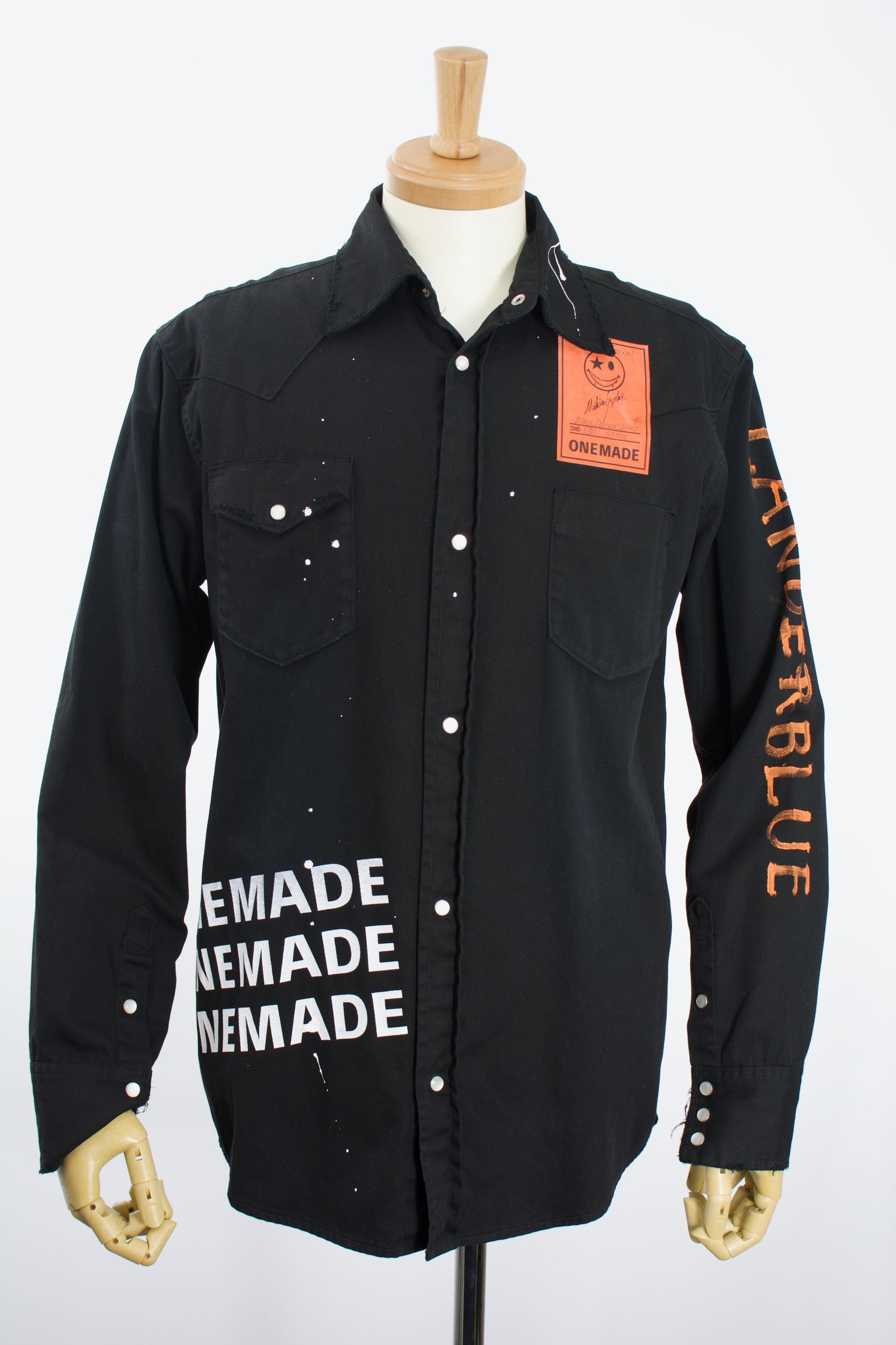 ONE-580 BLACK  DENIM SHIRT  / ブラックデニムシャツ /  Hand Made / ハンドメイド  / ハンドペイント