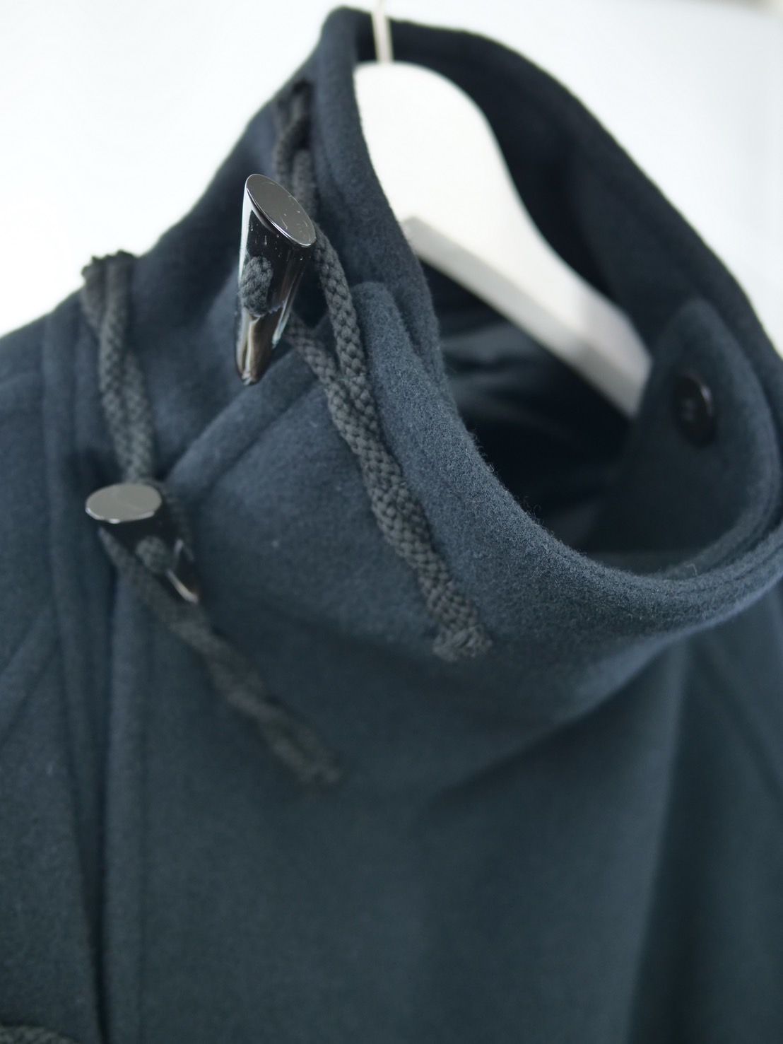【WOOL混紡コート】ハイネックダッフルコート / メルトン生地 / オーバーサイズコート / BLACK
