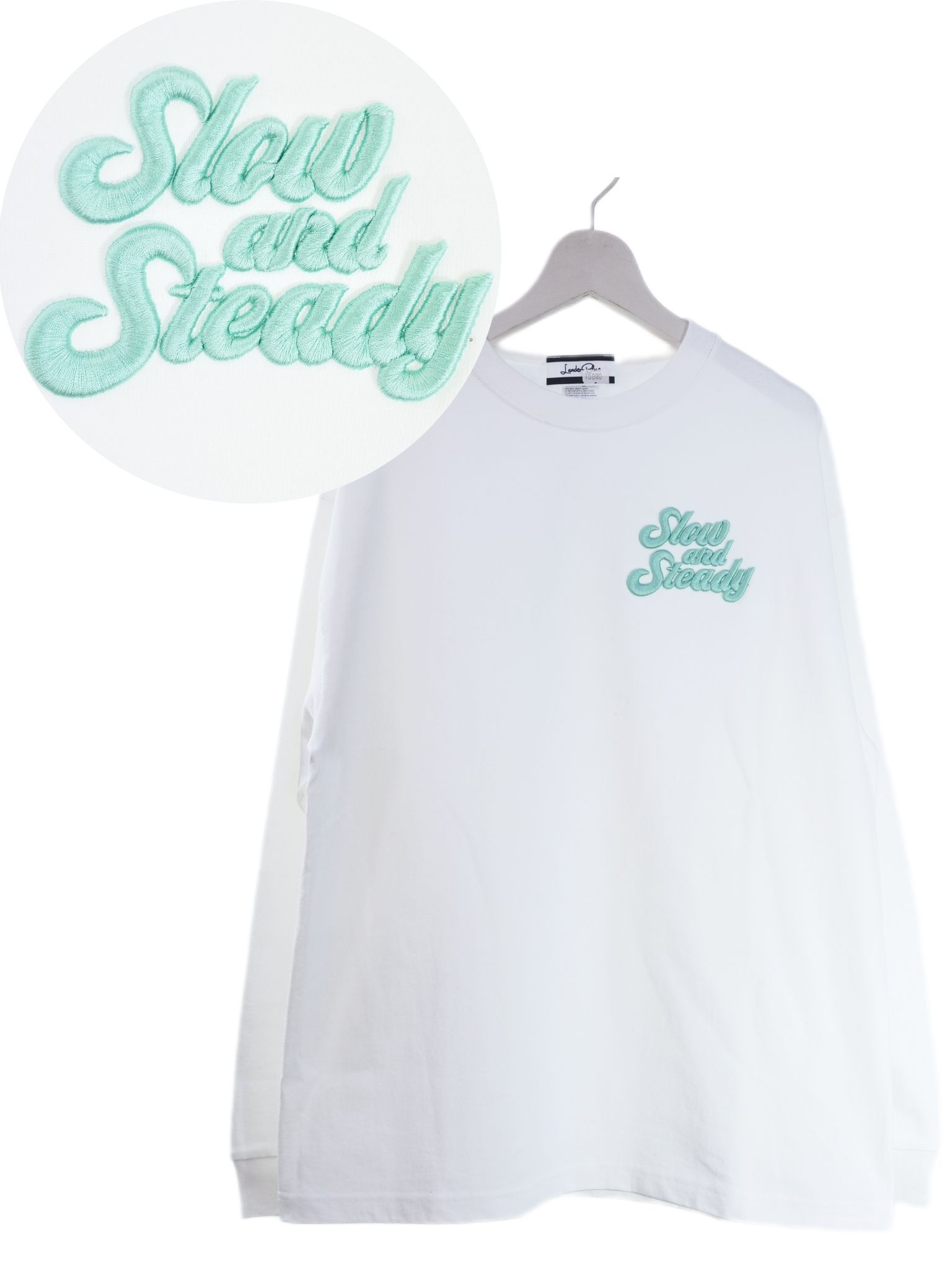 【3D刺繍】LANDER BLUE オリジナル / 長袖T刺繍Tシャツ / 高品質な厚手Tシャツ / 9オンス / ビックシルエット / ヘビーウェイトTシャツ / ヘビーオンスTシャツ