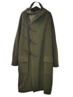 【WOOL混紡コート】ハイネックダッフルコート / メルトン生地 / オーバーサイズコート / BROWN KHAKI