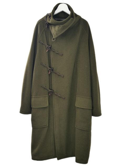 【WOOL混紡コート】ハイネックダッフルコート / メルトン生地 / オーバーサイズコート / BROWN KHAKI