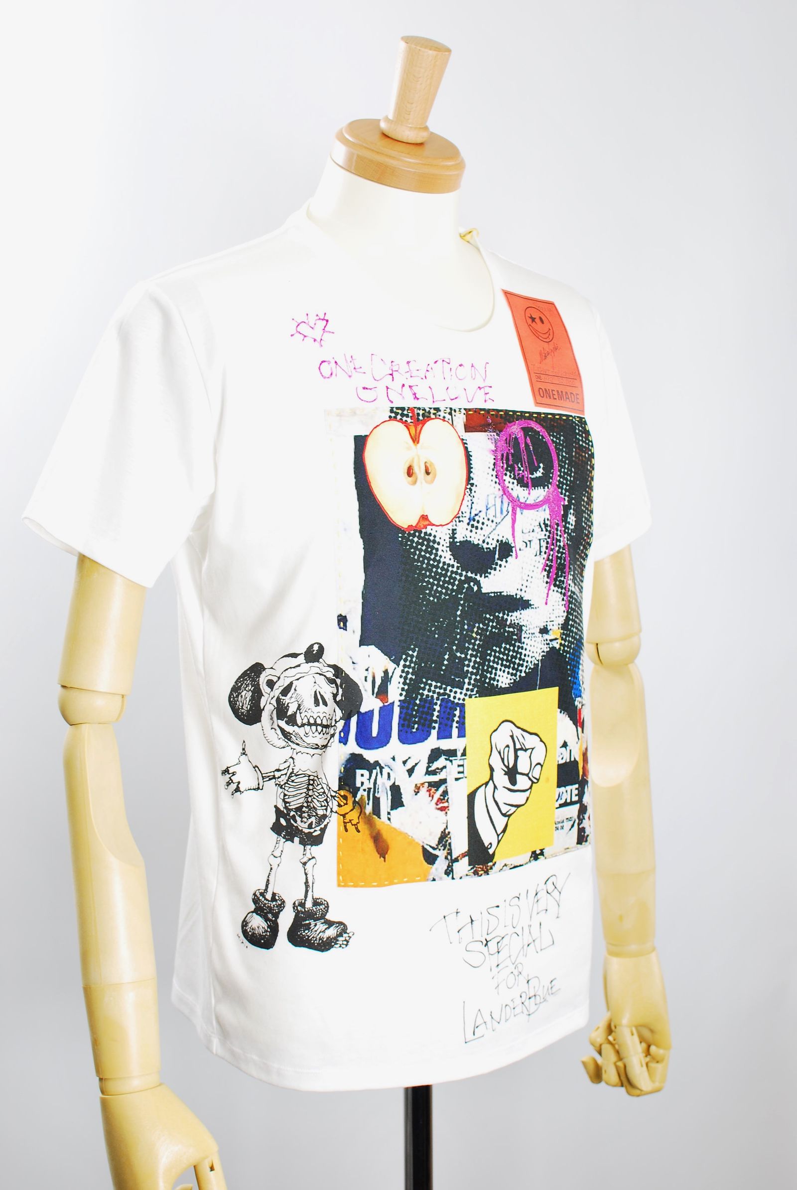 ONE-694 ZULUCKY 44サイズ /  ハンドメイド / LANDER BLUE 別注モデル  / 1点もの /アートTシャツ