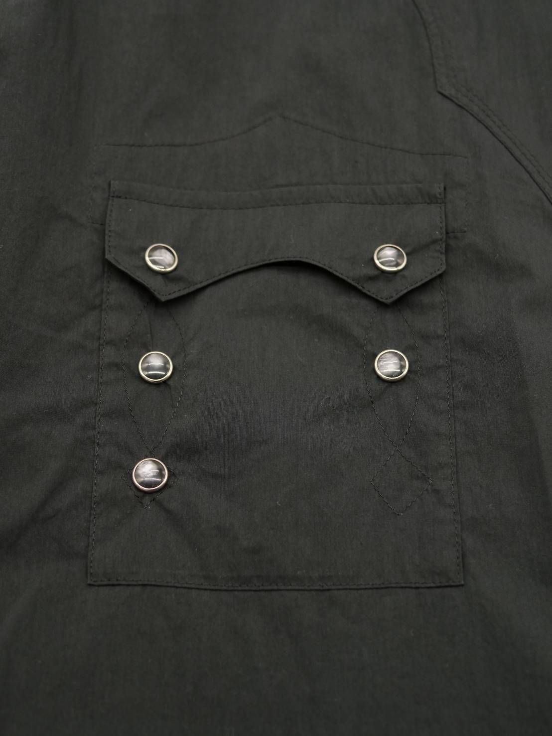 【高密度タイプライター生地のウエスタンシャツ】 BLACK / オーバーサイズシャツ