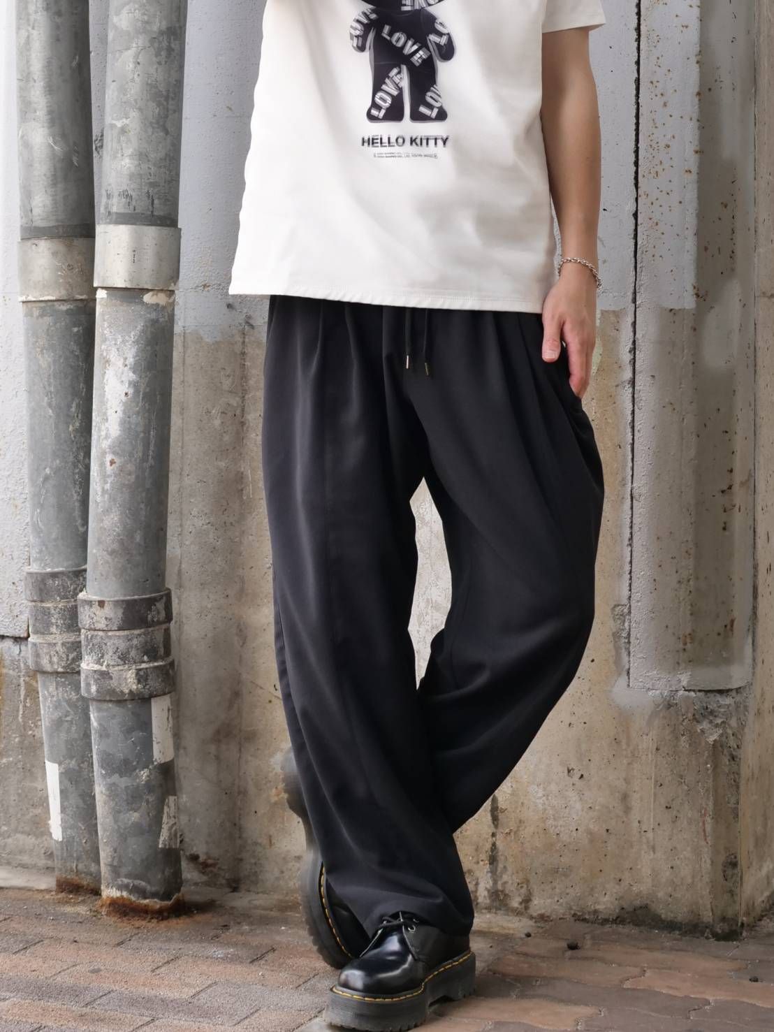 【おしゃれメンズパンツ】 / テーパードイージーパンツ/BLACK/ IRREGULAR TAPERED PT /春夏用パンツ / 日本製
