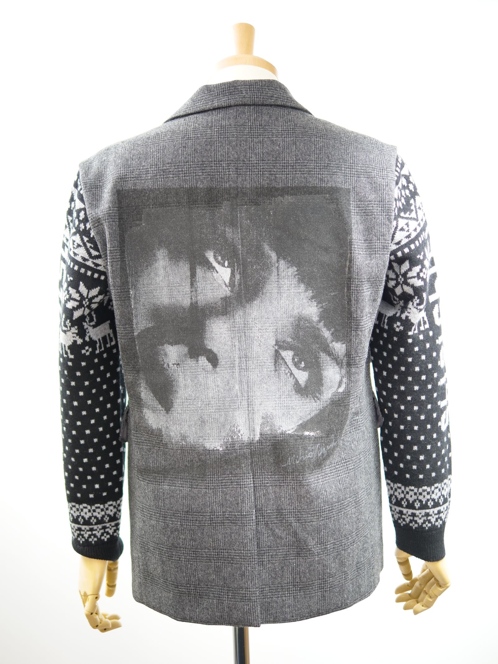 ONE-828  KINIT SLEEVES JACKET / ユニセックス  / ニット切り替えテーラード / ハンドメイド / ウール / カシミア