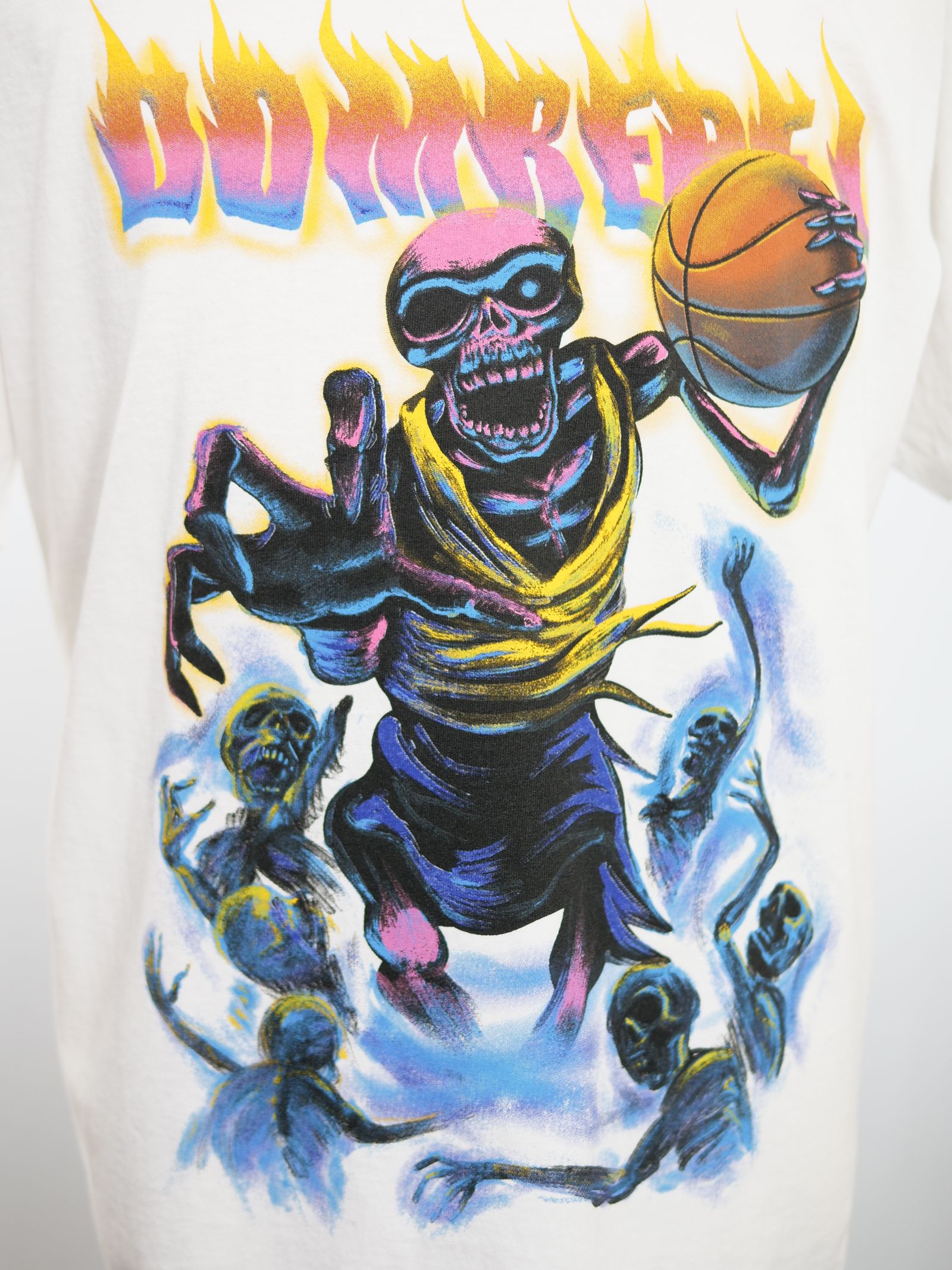 BASKET BONES BOX T SHIRT / WHITE / 白色 / オーバーサイズ  / USA産コットン / ヘビーオンス /厚手