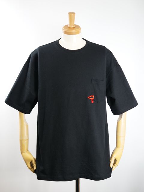 【3D刺繍】LANDER BLUE オリジナル /  BLACK / ブラック / マリリンモンローキスマーク / ビックシルエット / 1ポケTシャツ