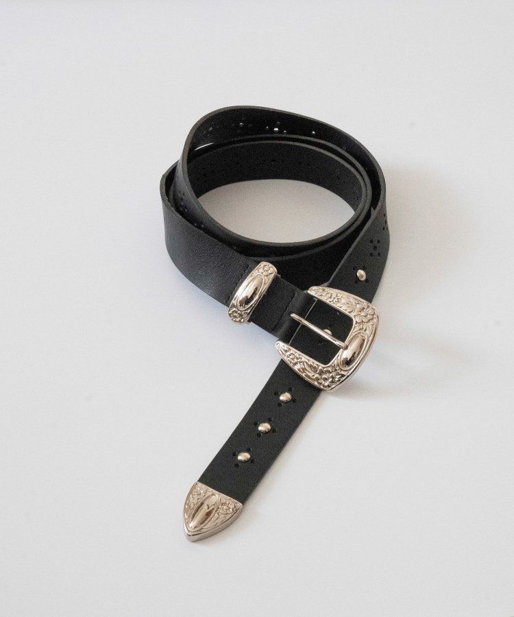 【ファッションのアクセントに】イタリアンレザーベルト / スタッズベルト / BLACK / ブラック / 日本製 / MADE IN JAPAN