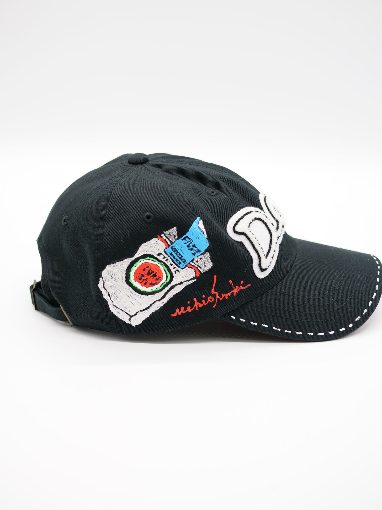 ONE-422 CAP HAND PAINTING BLACK / ハンドメイド / 黒キャップ ブラック
