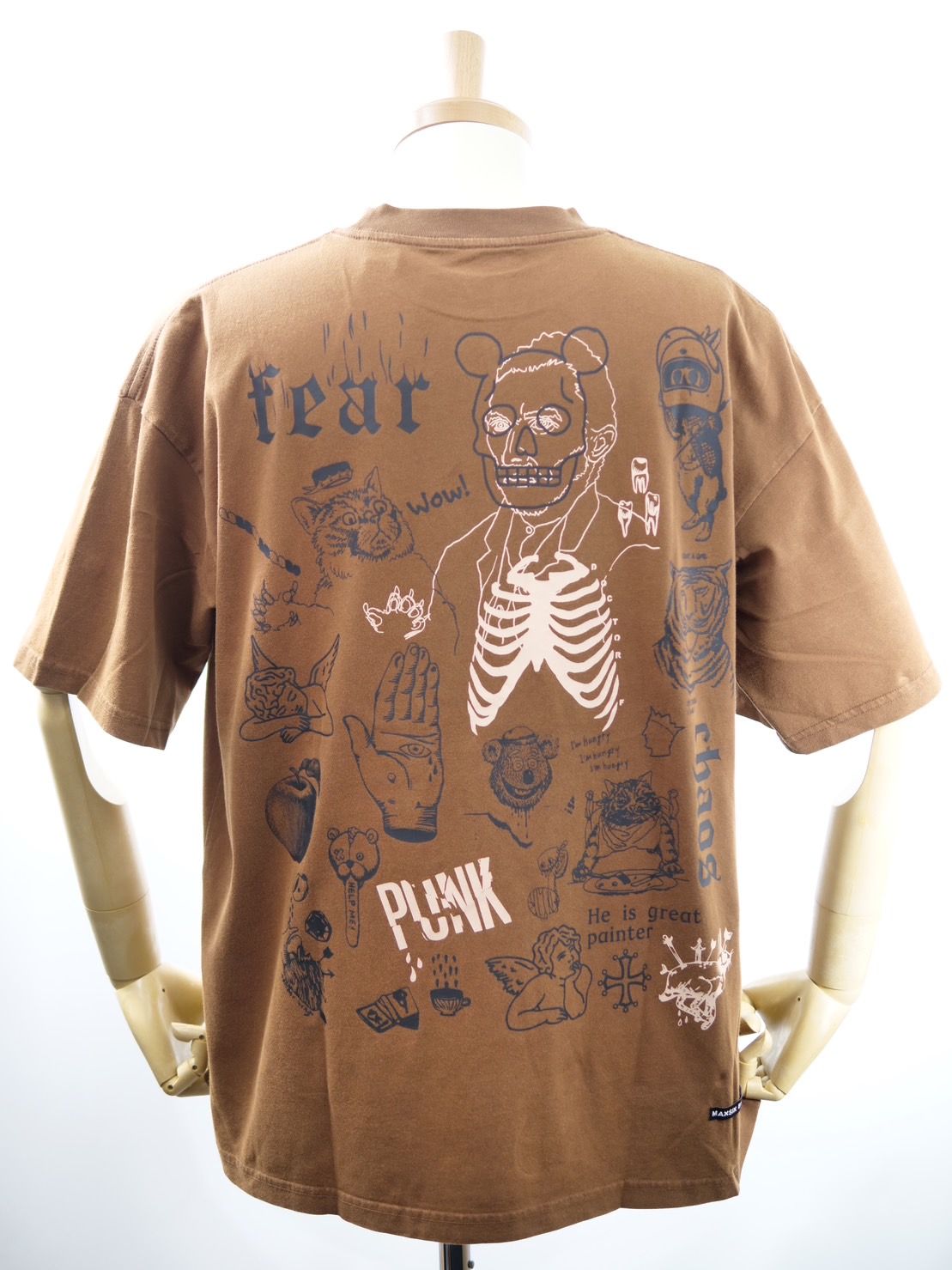 【maxsix x Trick Or Chic】 オーバーサイズTシャツ / ビンテージブラウン / アートTシャツ / オールジェンダー / ユニセックス /
