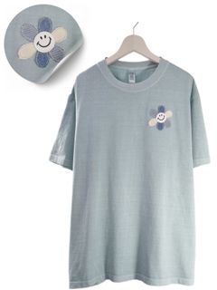 【ニコちゃんデザイン】 刺繍Tシャツ / 6.6オンス / ヘヴィウエイト / シンプルTシャツ / 1ポイントデザイン