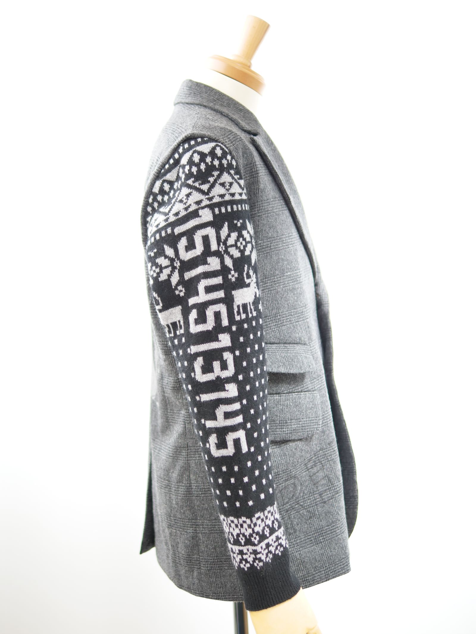 ONE-828  KINIT SLEEVES JACKET / ユニセックス  / ニット切り替えテーラード / ハンドメイド / ウール / カシミア