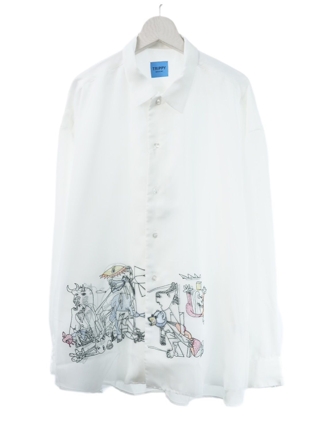 【3Dアートシャツ】 Shirt 刺繍3D PICASSO GUERNICA MX-1421/  WHITE/ アートファッション  / トロンプルイユファッション / ユニセックス