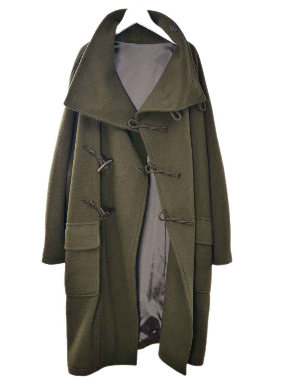 【WOOL混紡コート】ハイネックダッフルコート / メルトン生地 / オーバーサイズコート / BROWN KHAKI