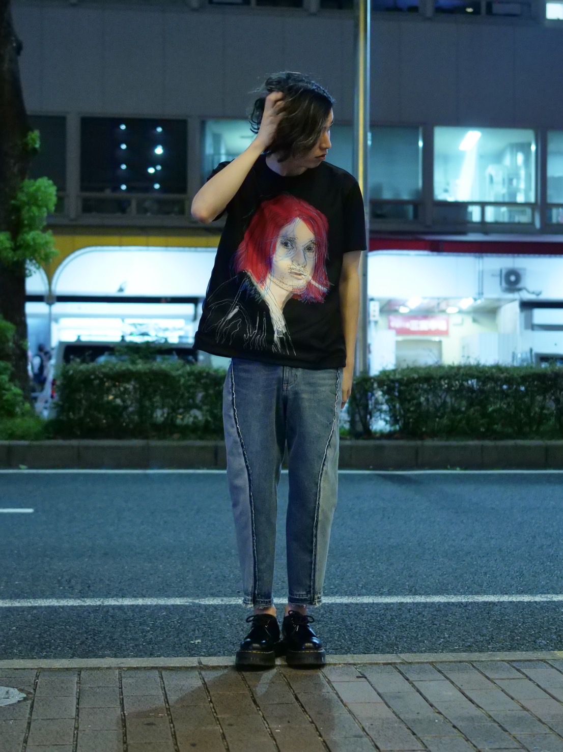 【3DアートTシャツ】 KURT COBAIN / カートコバーンモチーフ  / アートブランド / Art Tシャツ / BLACK / グランジTシャツ / トロンプルイユファッション / ユニセックス