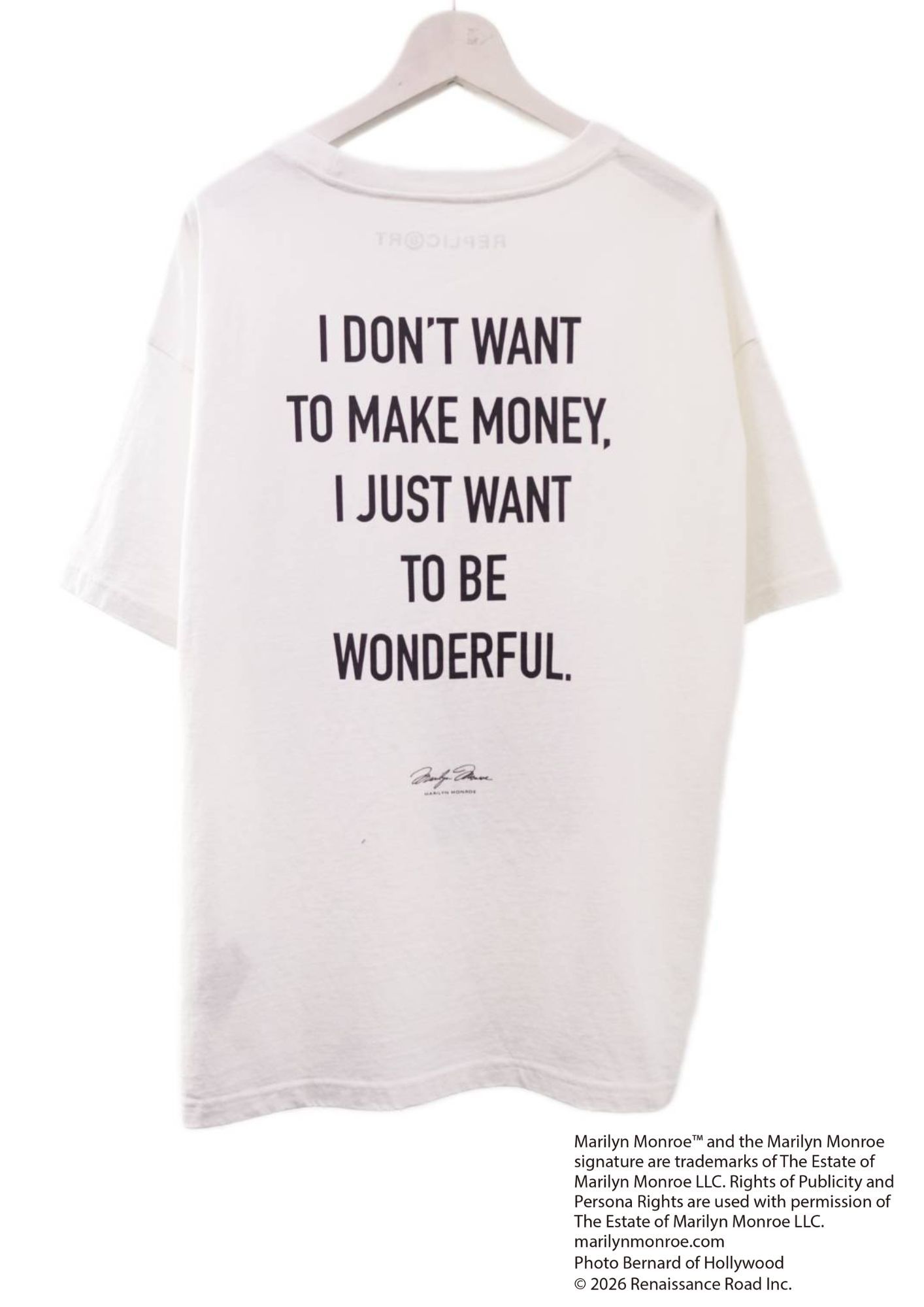 【マリリンモンロー】 RP-MM-001 / Marilyn Monroe Tシャツ / WHITE / ユニセックス