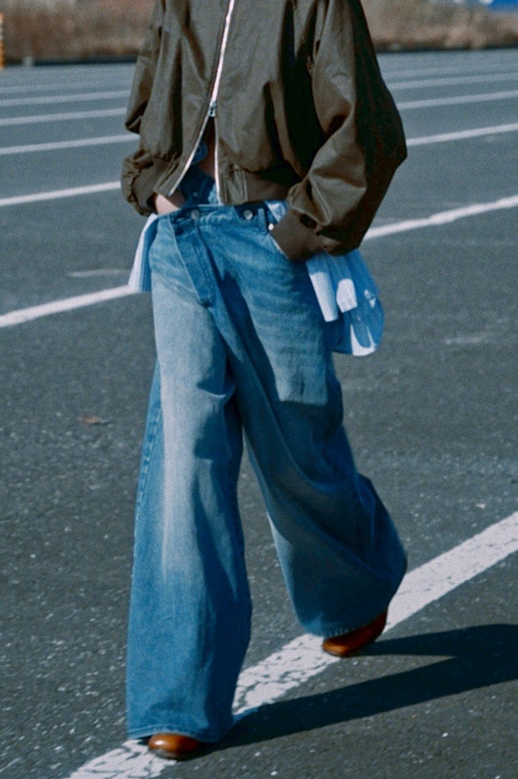【ワイドデニムパンツ】 OVERLAP DENIM WIDE PANTS / インディゴブルー / ストレート / 13.3オンス