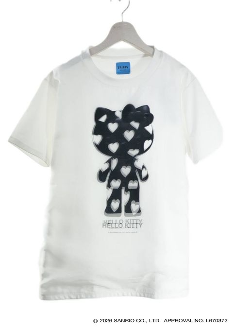 【HELLO KITTY デザイン】TR-028 / 3DアートTシャツ / ハローキティ  / WHITE / ユニセックス