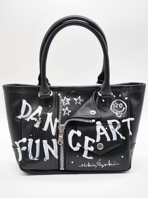 【本革ARTトートバック】 BLACK / 黒 / アートブランド / レザーライダーストートバック /  ハンドペイント / アートバック