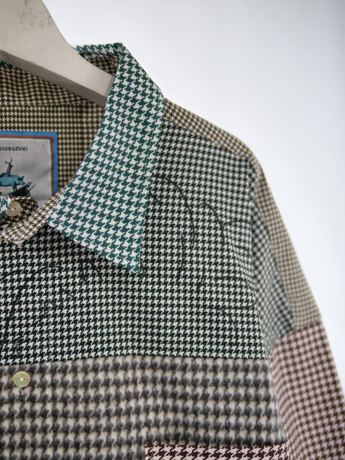 異なるチドリ柄を組み上げたモードシャツ｜40代からの大人に似合う一着｜オーバーサイズ｜ユニセックス