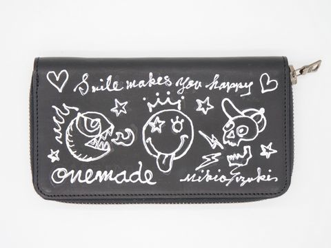 【イタリアンレザー長財布】ONEMADE×KATSUYUKIKODAMA / BLACK ブラック / レザー/ハンドペイント
