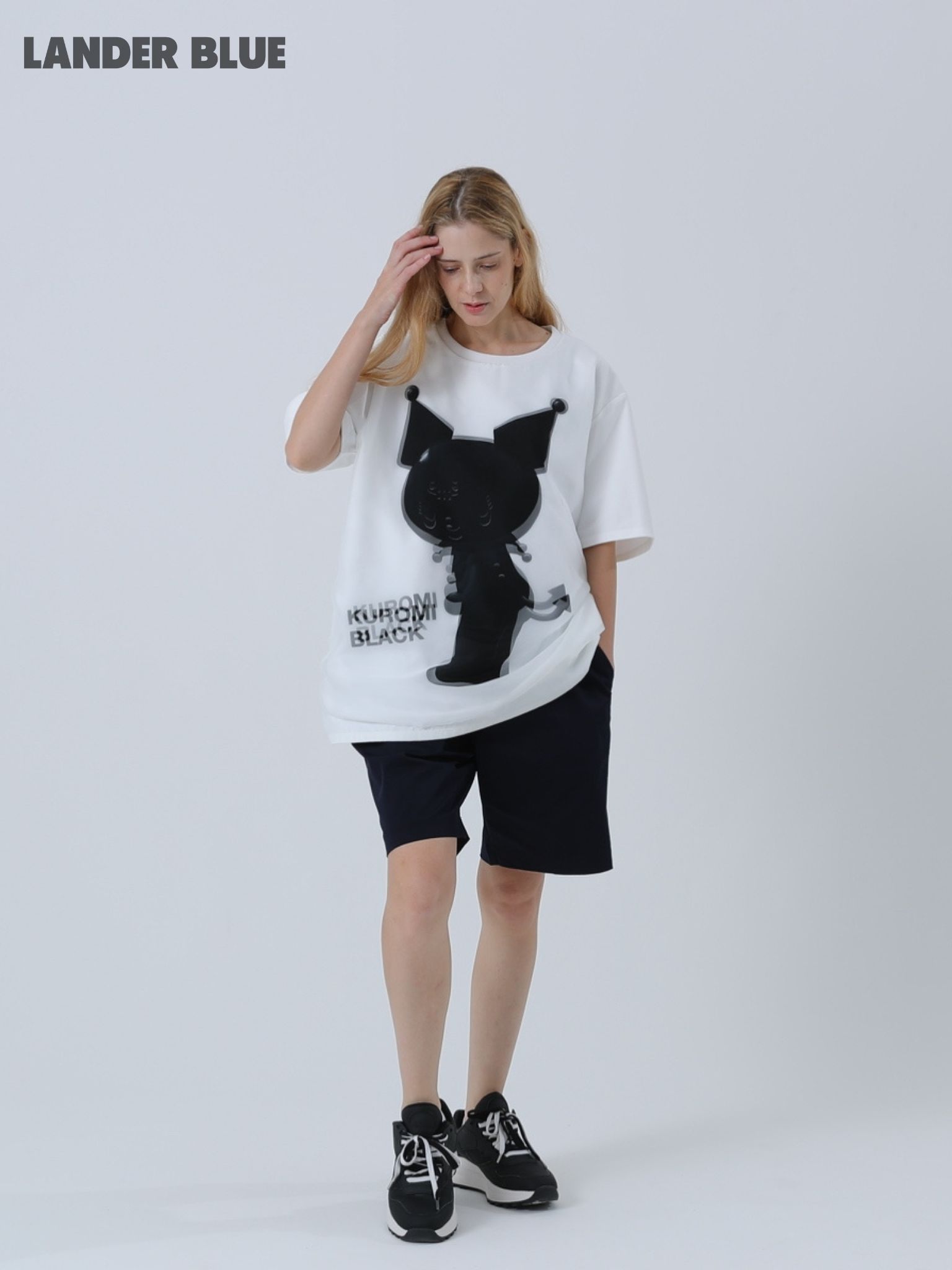 【3Dクロミ デザイン】TR-096 “BLACK KUROMI“ アートTシャツ / サンリオ  / WHITE/ ユニセックス