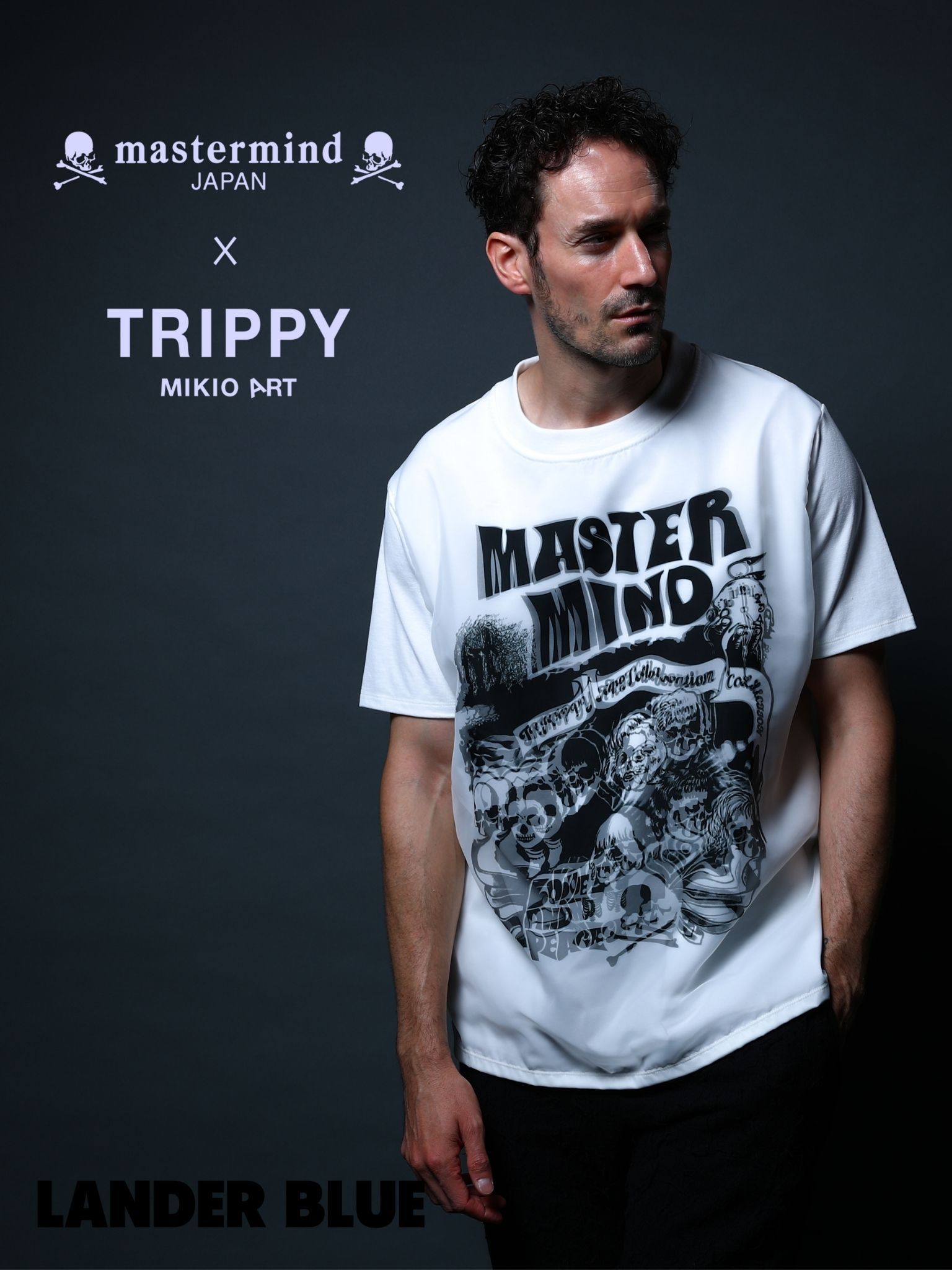 1月17日からの販売【mastermind JAPAN コラボレーション】 TRMM-003 ROCK STARS /T-SHIRT / WHITE/ 3Dアート/ UNISEX/