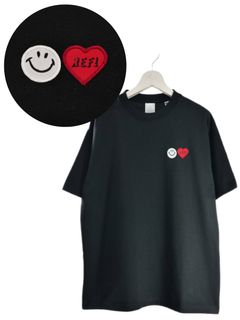 「リメイクTシャツ」 ニコちゃんTシャツ /ワッペン / BLACK / ユニセックス / usaコットン tシャツ