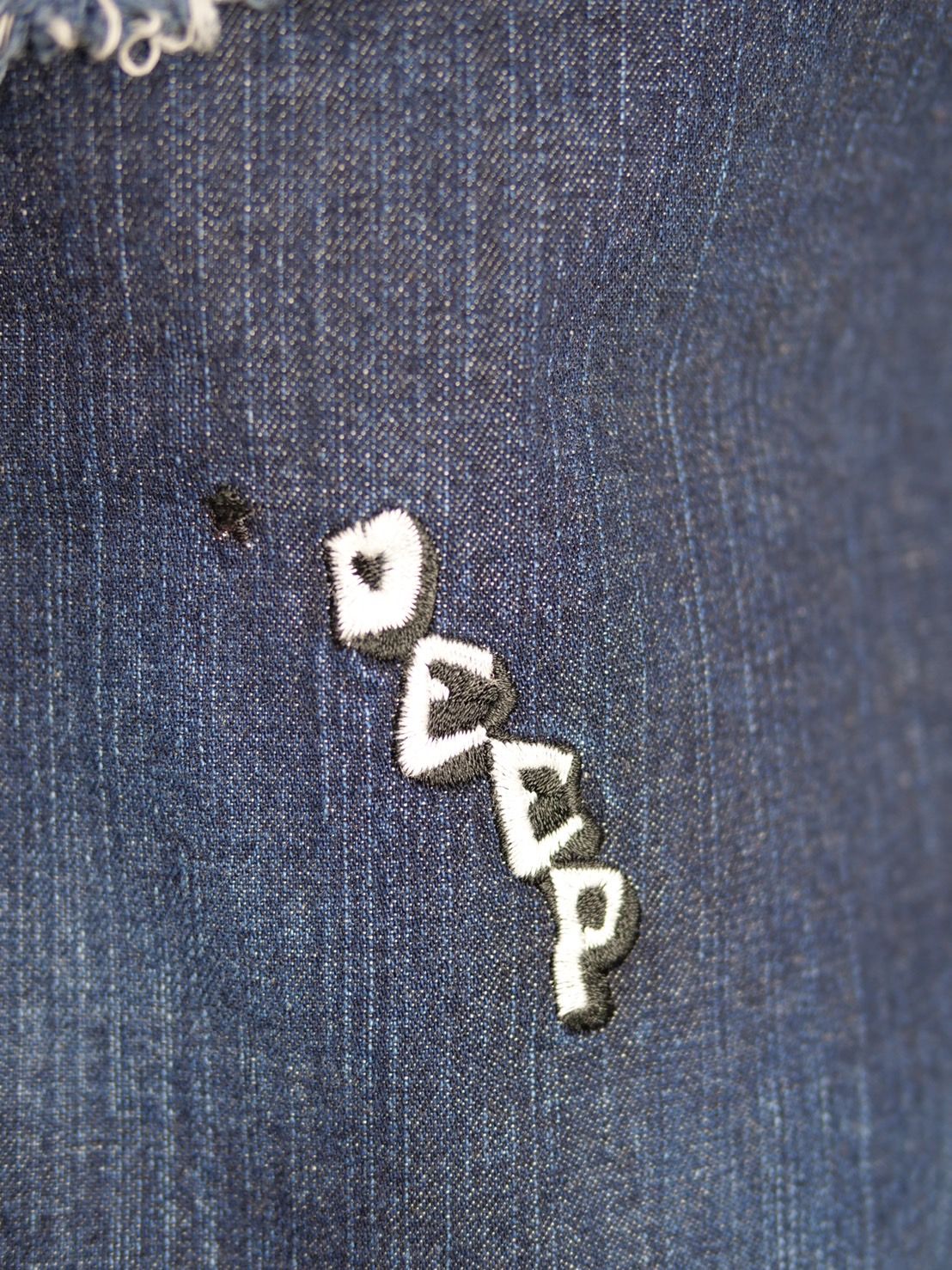 【独特なカッティングが目を惹く】UNISEX / DENIM SHIRT / 刺繍デザイン / デニム素材 / ハンドペイント / ハンドメイド