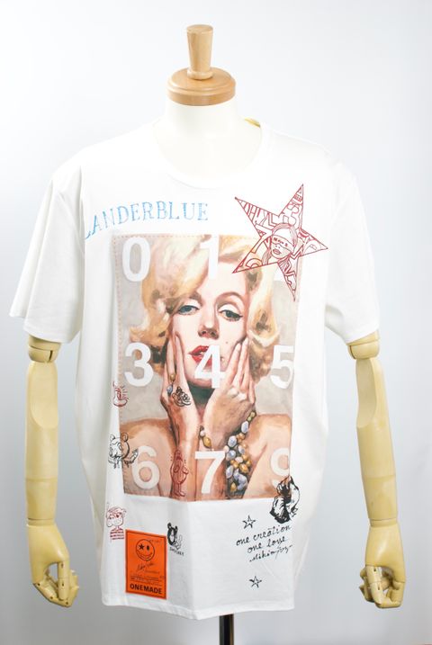 ONE-693 MONROE  50サイズ / ハンドメイド / LANDER BLUE 別注モデル  / 1点もの /アートTシャツ
