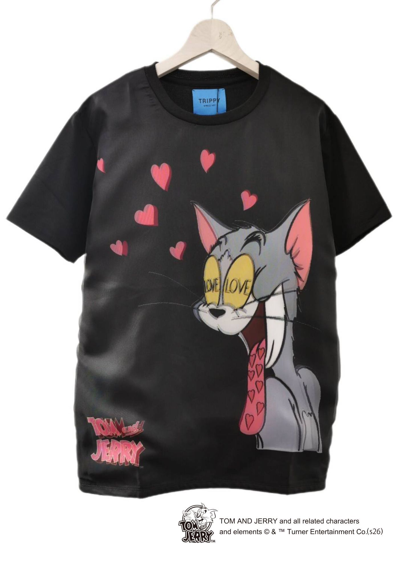 【トム&ジェリー】コラボレーション /TR-150 TOM&JERRY LOVE BLACK 3DTシャツ / ユニセックス