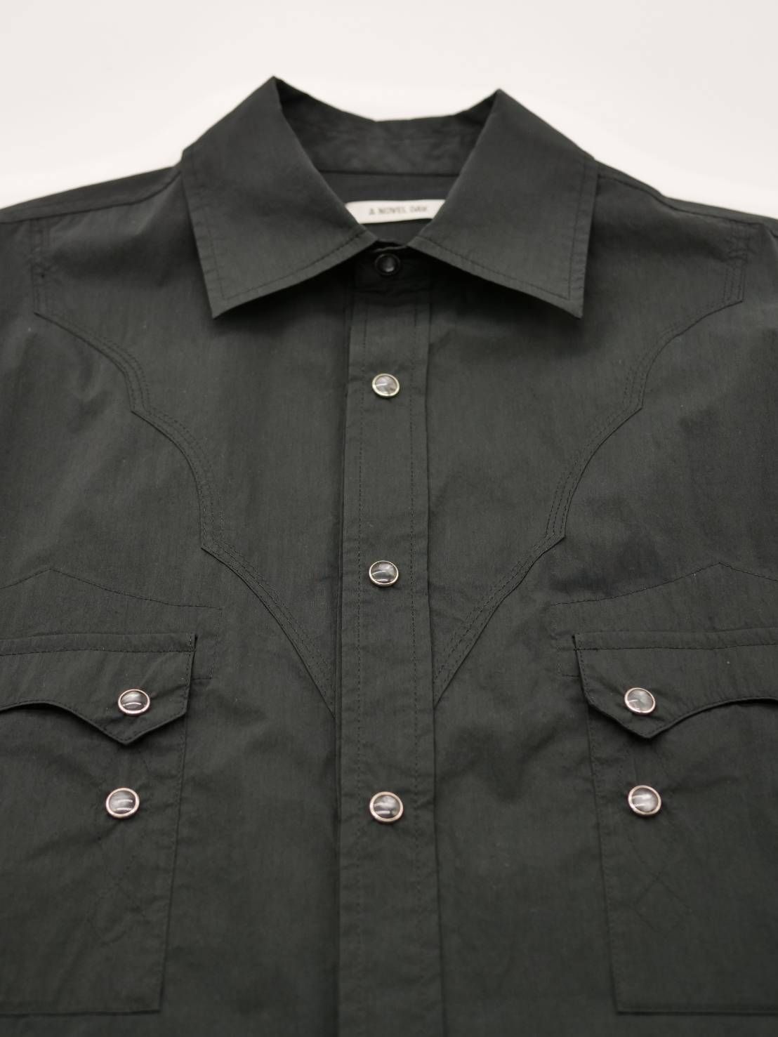 【高密度タイプライター生地のウエスタンシャツ】 BLACK / オーバーサイズシャツ