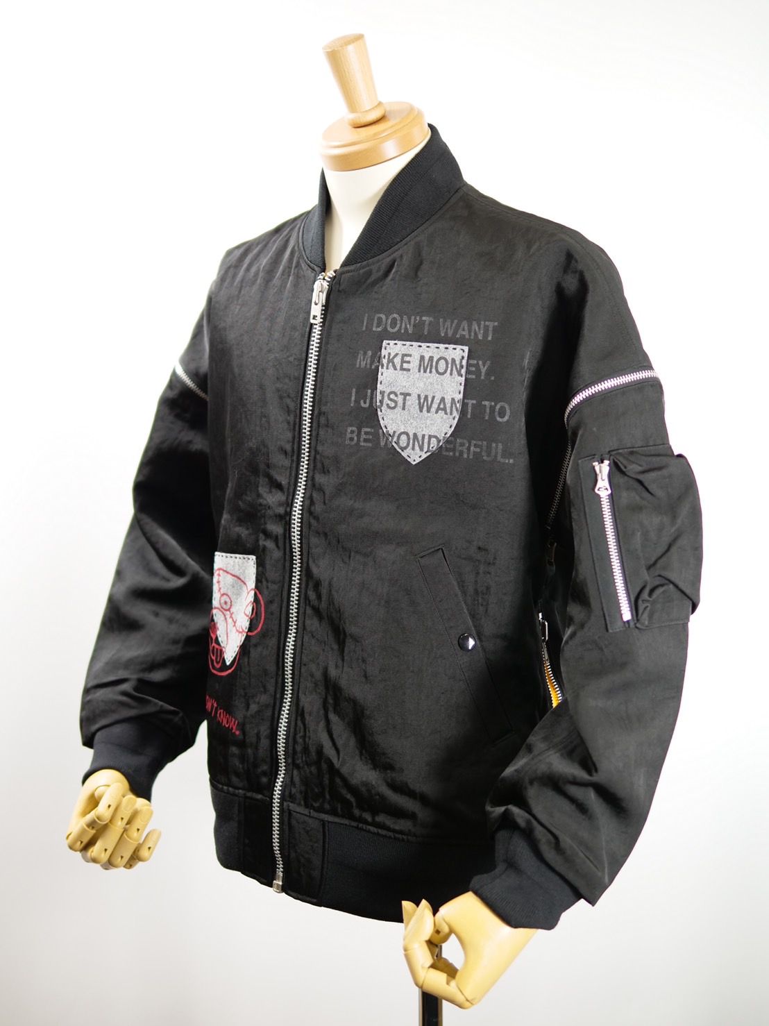 【4つのスタイルが楽しめる】 リバーシブル MA-1  4WAY/ BLACK ブラック /   フライトジャケット  B-15 後継モデル / ナイロン 100%  / UNISEX  ユニセックス