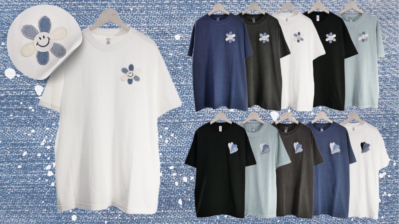 【ニコちゃんデザイン】 刺繍Tシャツ / 6.6オンス / ヘヴィウエイト / シンプルTシャツ / 1ポイントデザイン