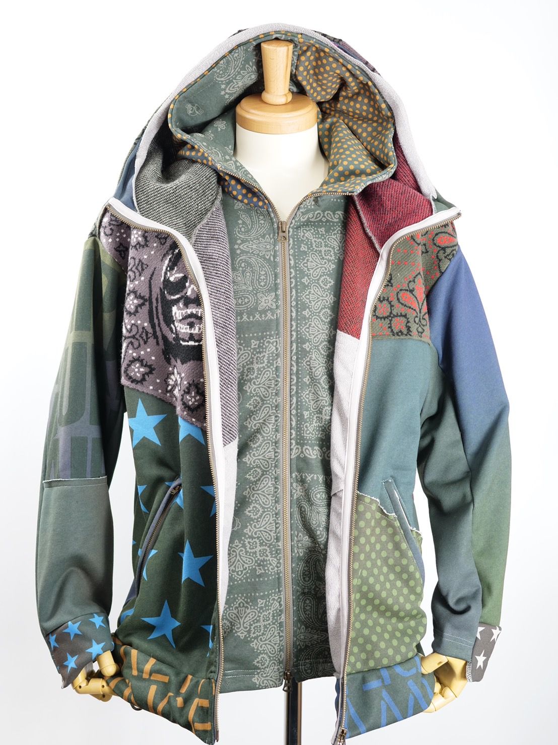 【異素材を組み合わせた逸品】ONE-1009 / HOODED BLOUSON / レイヤードZIPパーカー