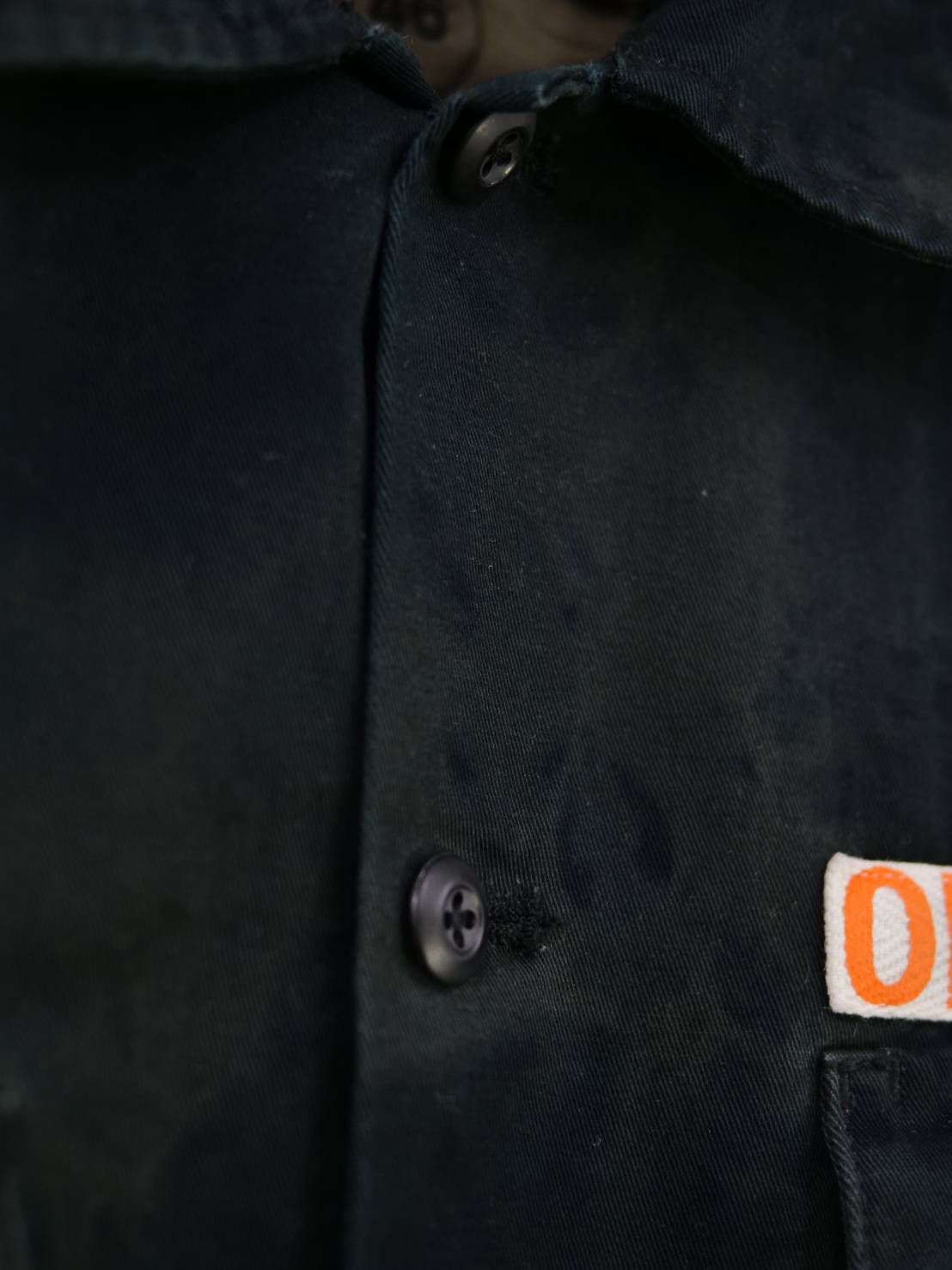 【ONEMADE】 アートミリタリーシャツ｜かご染め×手作業プリントの大人の一着/ BLACK / ユニセックス