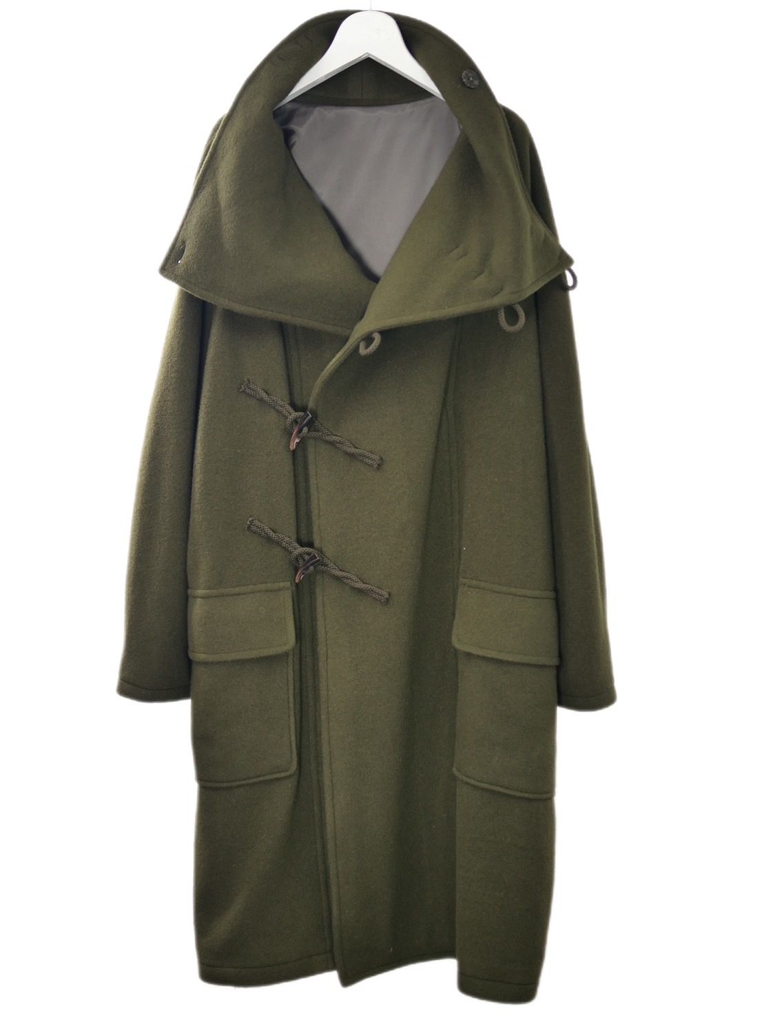 【WOOL混紡コート】ハイネックダッフルコート / メルトン生地 / オーバーサイズコート / BROWN KHAKI