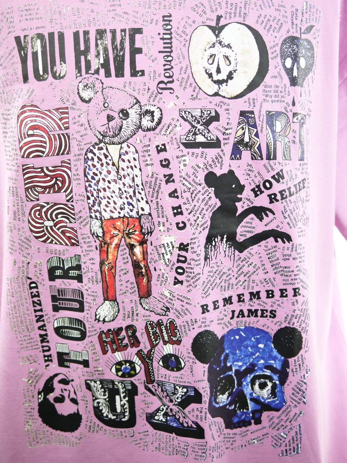 【maxsix x Trick Or Chic】 オーバーサイズTシャツ / ビンテージピンク /  アートTシャツ / オールジェンダー / ユニセックス /